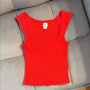 BDG Bright Red Ribbed Tank Top